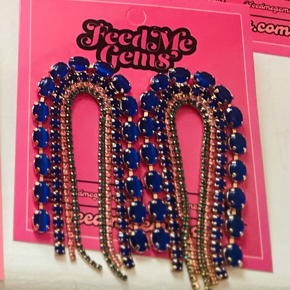 Sapphire rainbow jumbo earrrings